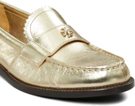 Tory Burch metallic leather loafers Gold