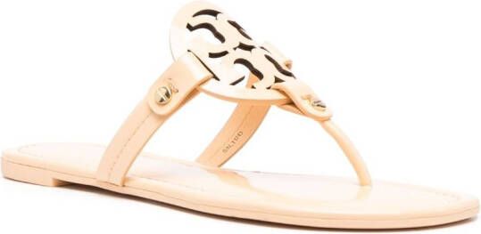 Tory Burch Miller cut-out leather flip-flops Neutrals