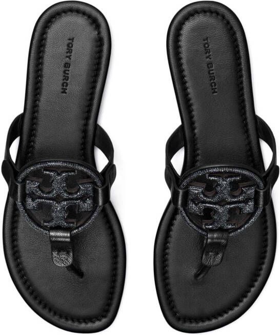 Tory Burch Miller Pavé leather sandals Black