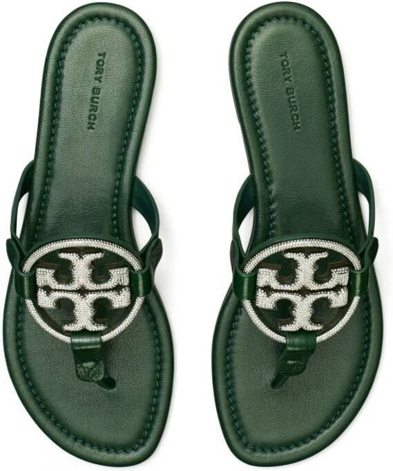Tory Burch Miller Pavé leather sandals Green