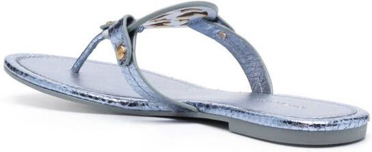 Tory Burch Miller python-effect leather flip flops Blue
