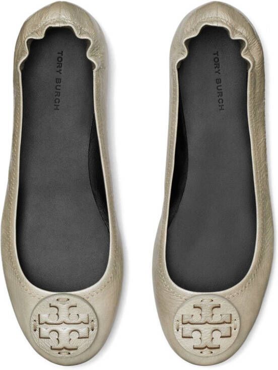Tory Burch Minnie leather ballerina shoes Grey
