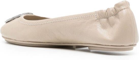 Tory Burch Minnie leather ballerina shoes Neutrals