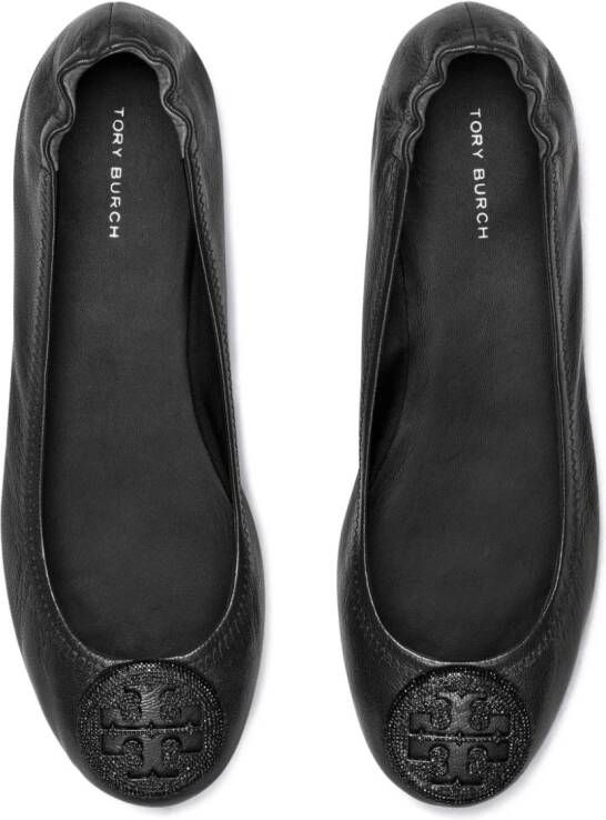 Tory Burch Minnie logo-plaque ballerina shoes Black