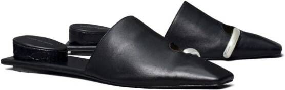 Tory Burch pierced leather slippers Black