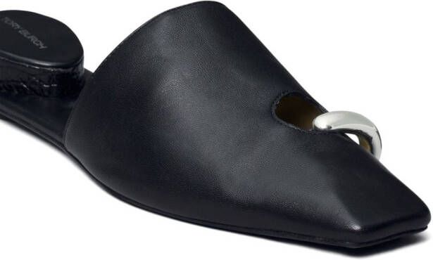 Tory Burch pierced leather slippers Black