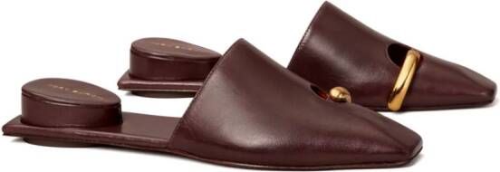 Tory Burch pierced leather slippers Brown