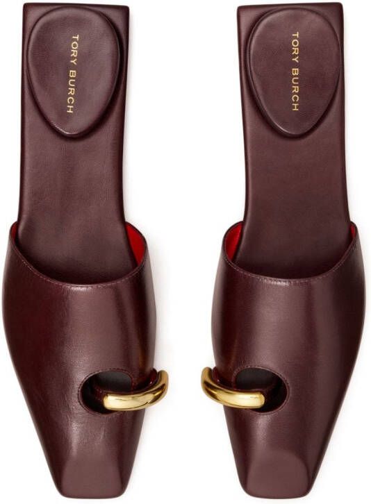 Tory Burch pierced leather slippers Brown