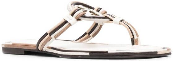 Tory Burch strappy leather logo-plaque sandals Neutrals