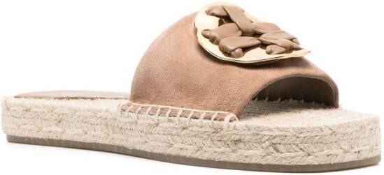 Tory Burch Woven Double T espadrille slide Brown