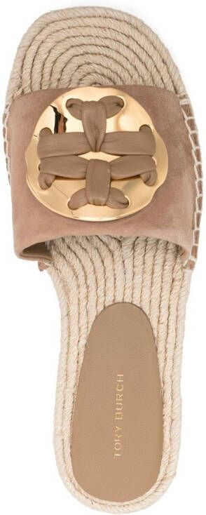 Tory Burch Woven Double T espadrille slide Brown