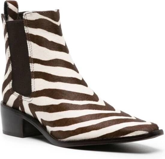 Tory Burch zebra-print leather boots Brown