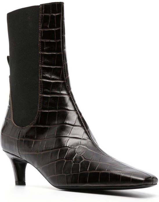 TOTEME 50mm crocodile-embossed ankle boots Brown