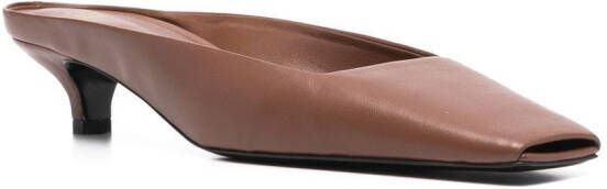 TOTEME square-toe leather mules Brown