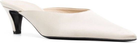 TOTEME 55mm pointed-toe satin mules Neutrals