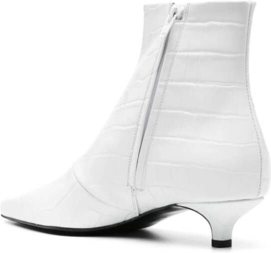 TOTEME crocodile-embossed leather boots White