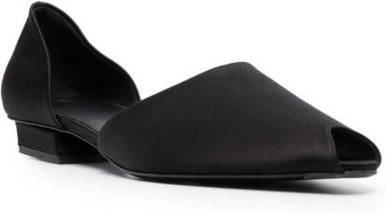 TOTEME peep-toe satin ballerina shoes Black
