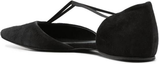 TOTEME The T-Strap suede ballerina shoes Black