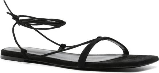 TOTEME tie-fastening suede sandals Black