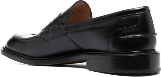Tricker's almond toe leather loafers Black