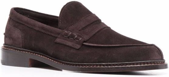 Tricker's almond-toe suede loafers Brown