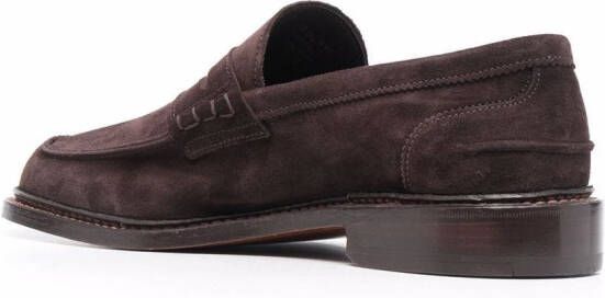 Tricker's almond-toe suede loafers Brown