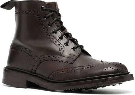 Tricker's burnished brogue-detail boots Brown