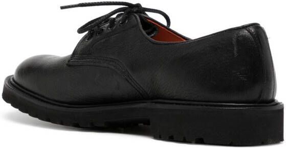 Tricker's lace-up pebbled leather loafers Black