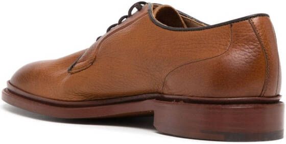 Tricker's lace-up pebbled leather loafers Brown
