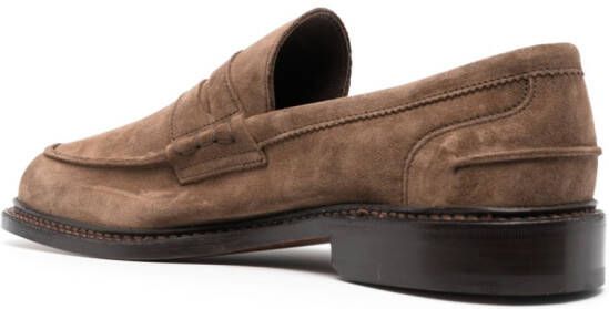 Tricker's penny-slot calf-suede loafers Brown