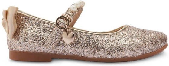 Tulleen bow-detail ballerina shoes Gold