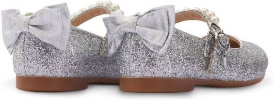 Tulleen bow-detail ballerina shoes Silver