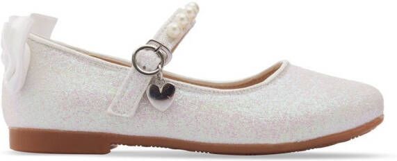Tulleen bow-detail ballerina shoes White