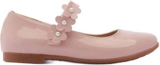 Tulleen floral-strap ballerina shoes Pink