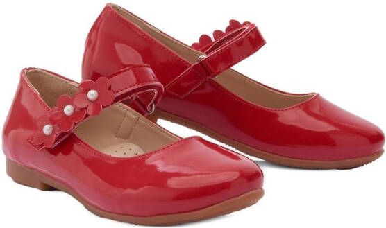Tulleen floral-strap ballerina shoes Red