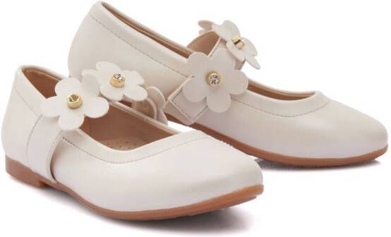 Tulleen floral-strap ballerina shoes White