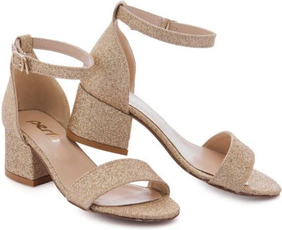 Tulleen glitter block-heel sandals Gold