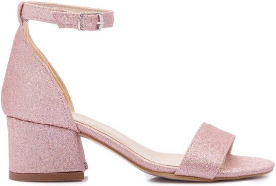 Tulleen glittered block-heel sandals Pink