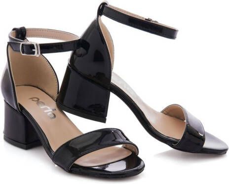 Tulleen patent leather block-heel sandals Black