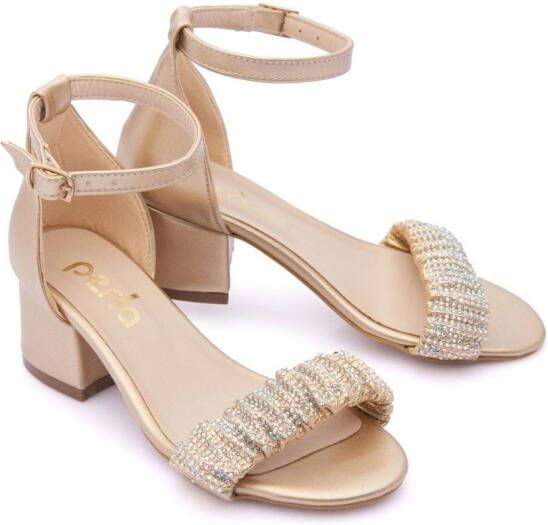 Tulleen rhinestone-embellished scrunch-strap sandals Neutrals