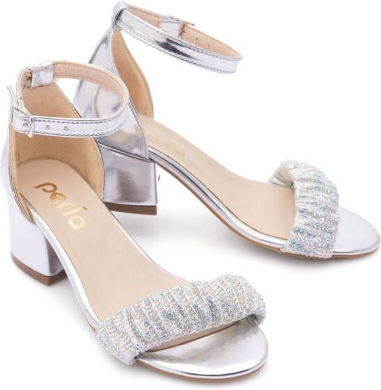 Tulleen rhinestone-embellished scrunch-strap sandals Silver