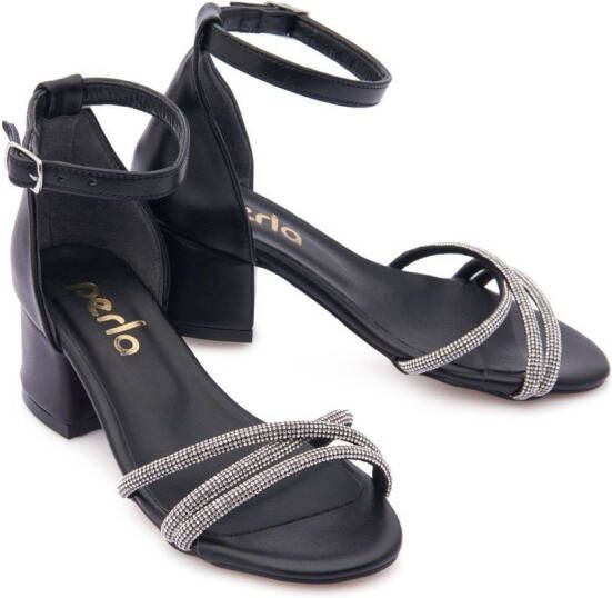 Tulleen rhinestone-embellished triple-strap sandals Black