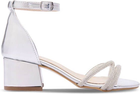 Tulleen rhinestone-embellished triple-strap sandals Silver