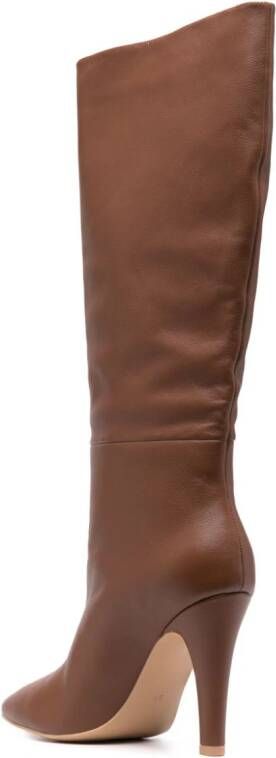 TWINSET 100mm pointed-toe leather boots Brown