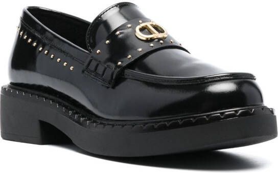 TWINSET 40mm stud-embellished leather loafers Black