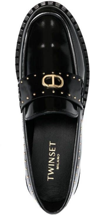 TWINSET 40mm stud-embellished leather loafers Black