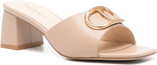 TWINSET 55mm logo-plaque sandals Neutrals
