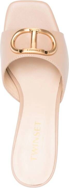 TWINSET 55mm logo-plaque sandals Neutrals