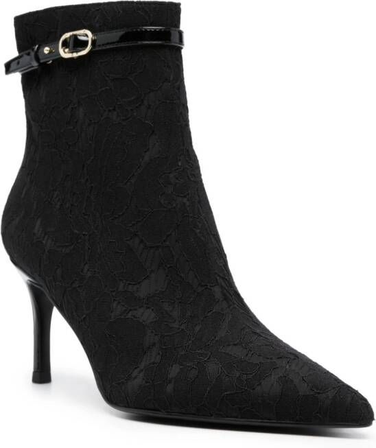 TWINSET 70mm floral-lace ankle boots Black