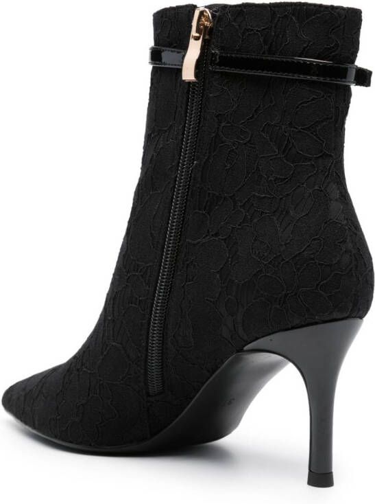 TWINSET 70mm floral-lace ankle boots Black